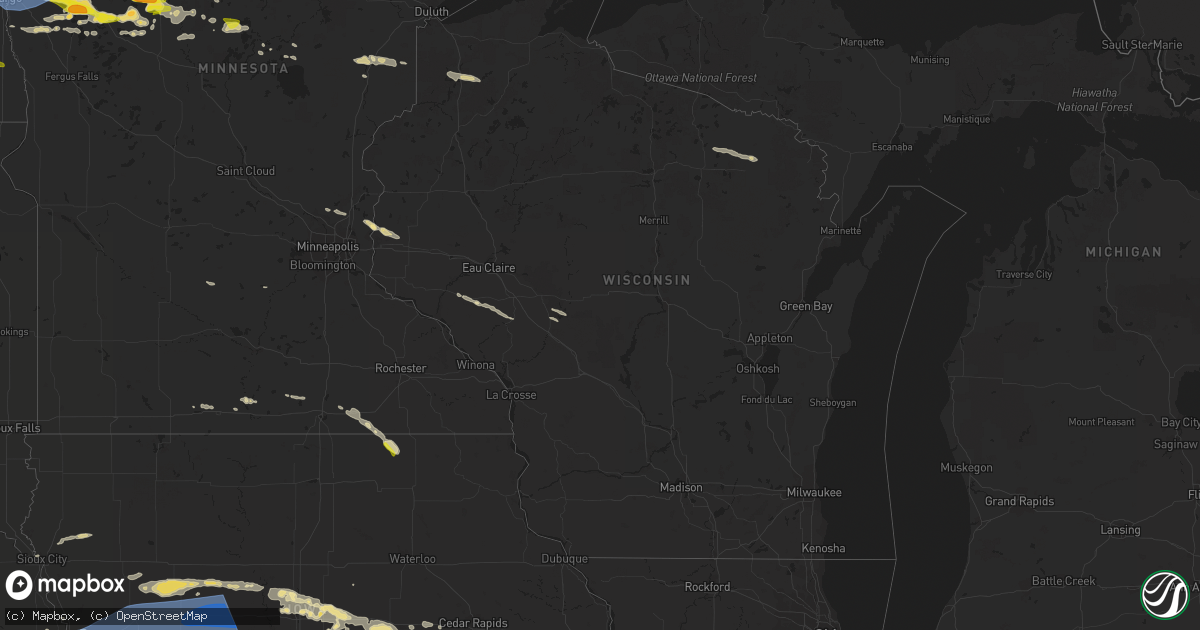 Hail map in Wisconsin on July 10, 2022