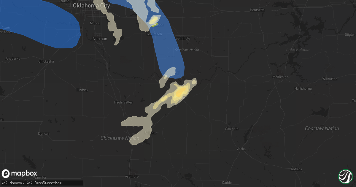 Hail map in Ada, OK on July 10, 2023