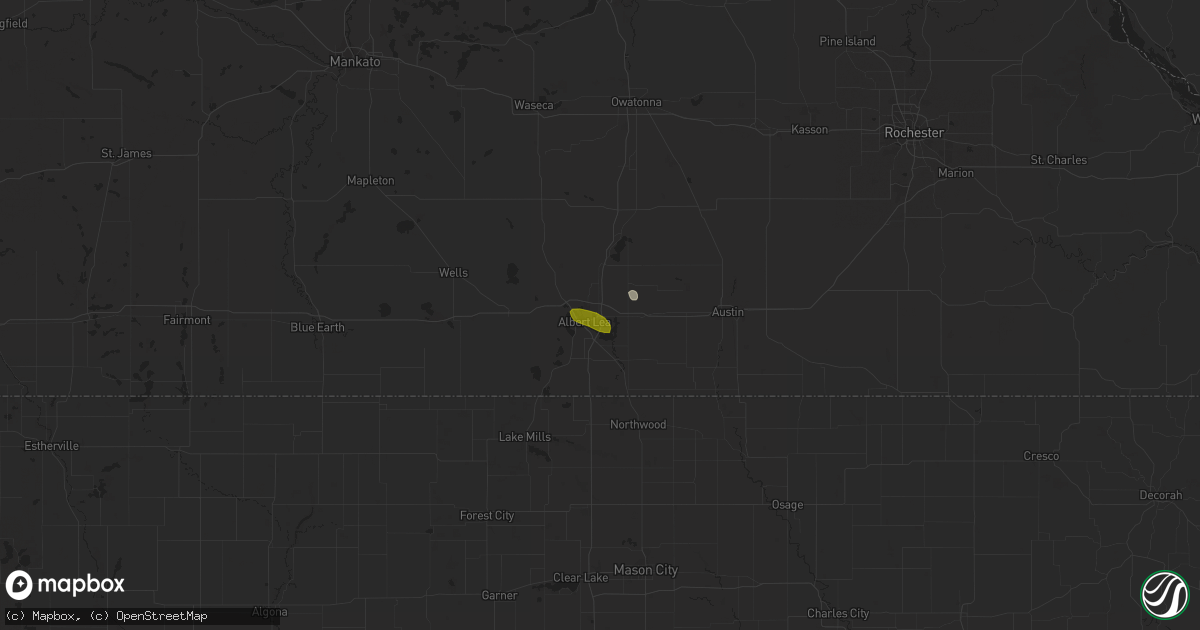 Hail map in Albert Lea, MN on July 10, 2023
