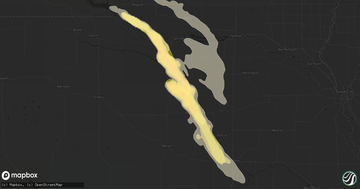 Hail map in Creighton, NE on July 10, 2023