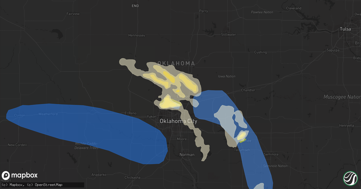 Hail map in Edmond, OK on July 10, 2023