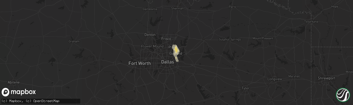 Hail map in Garland, TX on July 10, 2023