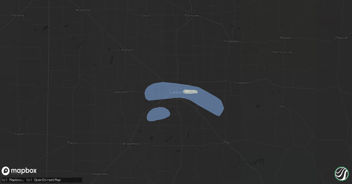 Hail map in Lubbock, TX on July 10, 2023