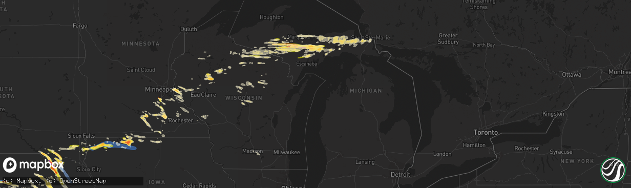 Hail map in Michigan on July 10, 2023