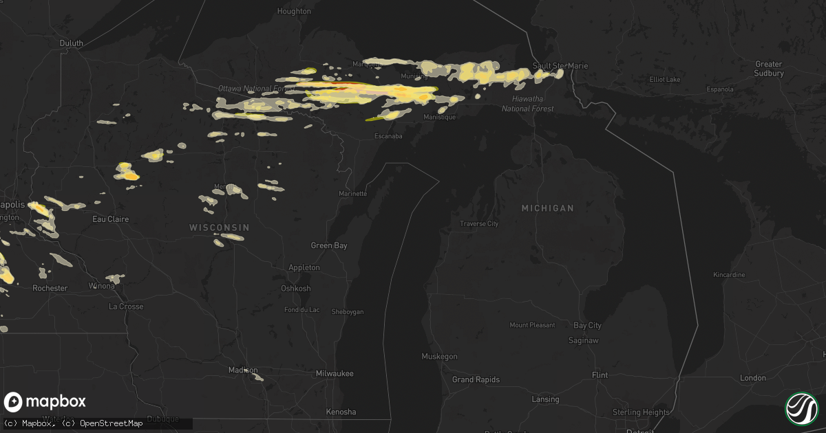 Hail map in Michigan on July 10, 2023