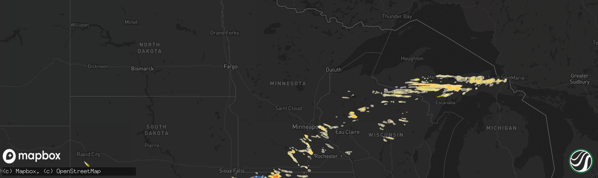 Hail map in Minnesota on July 10, 2023