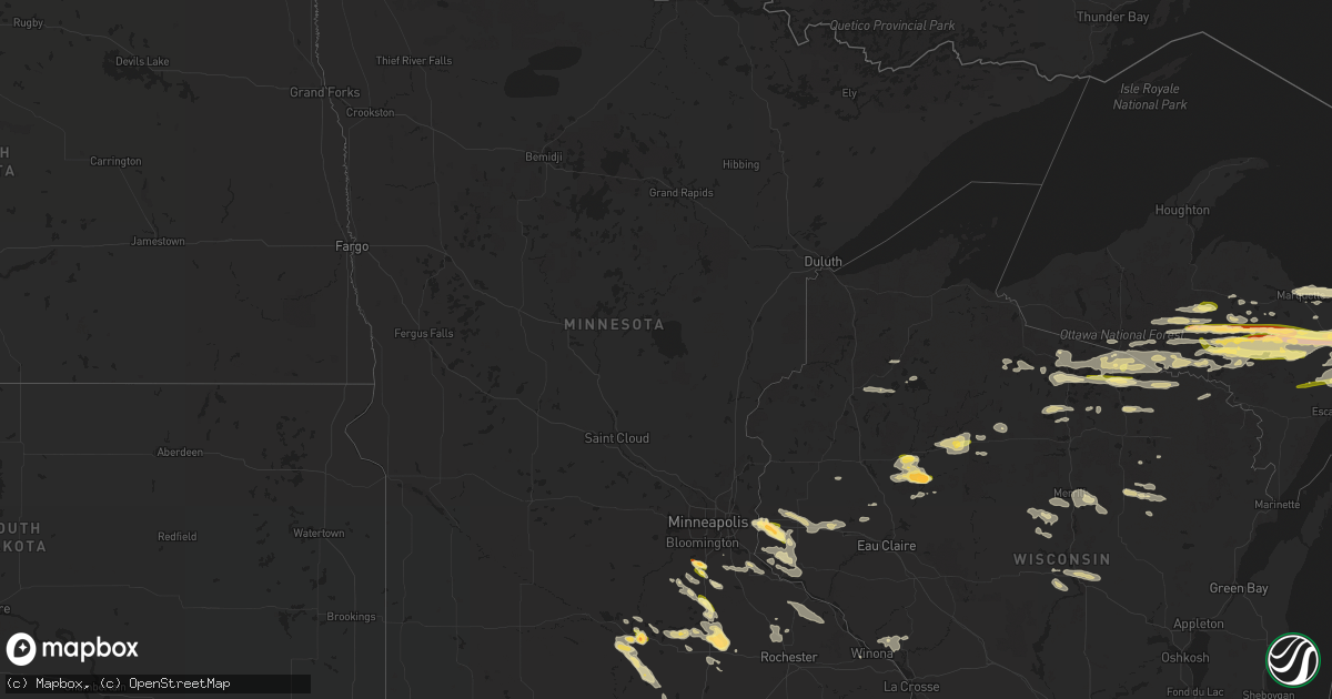 Hail map in Minnesota on July 10, 2023