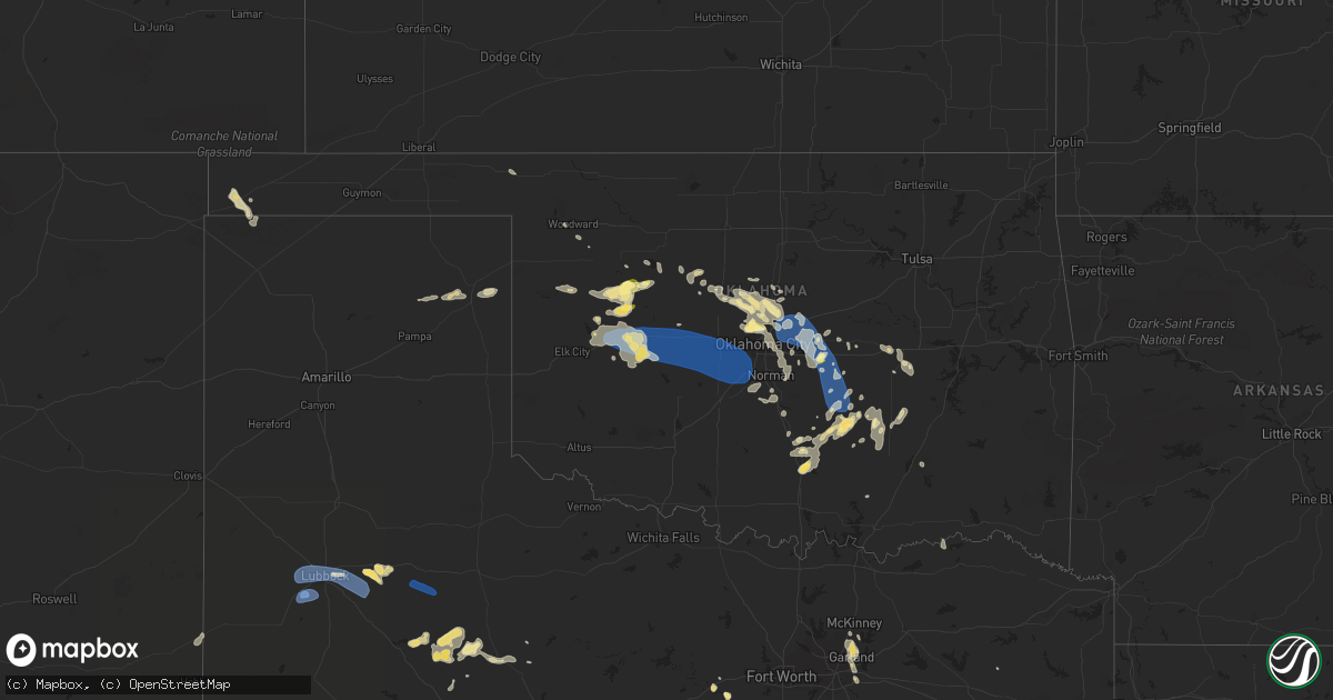 Hail map in Oklahoma on July 10, 2023