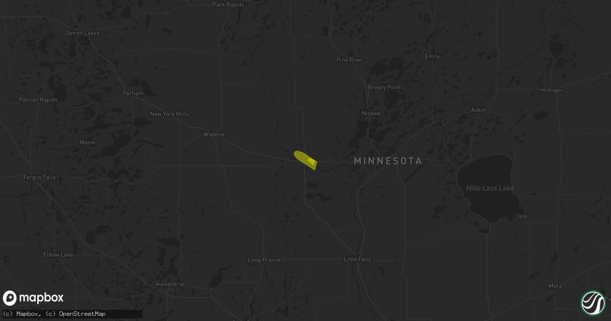 Hail map in Pillager, MN on July 10, 2023