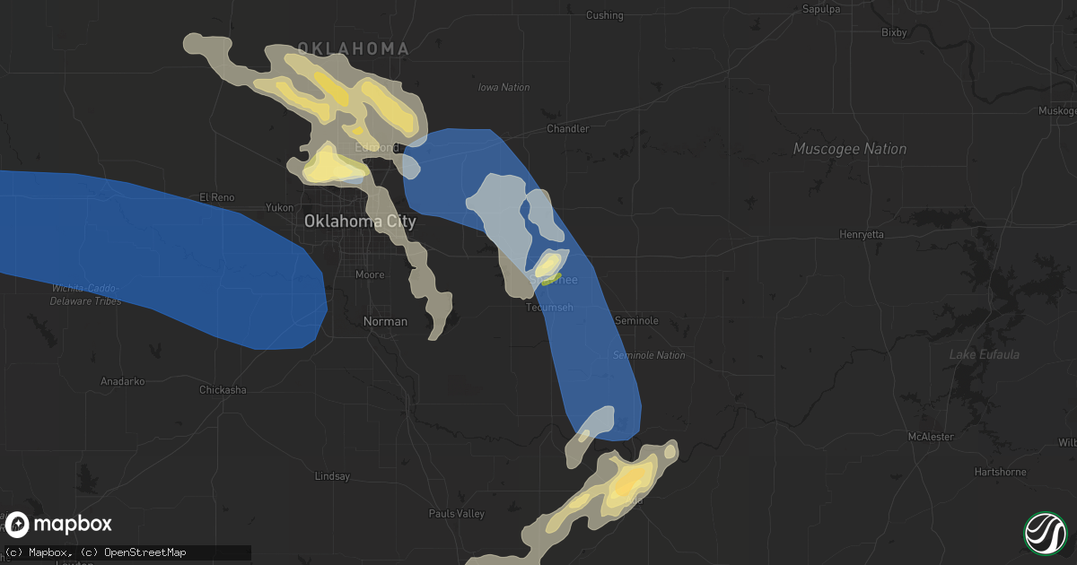 Hail map in Shawnee, OK on July 10, 2023