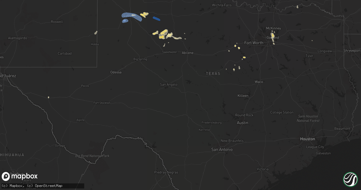 Hail map in Texas on July 10, 2023