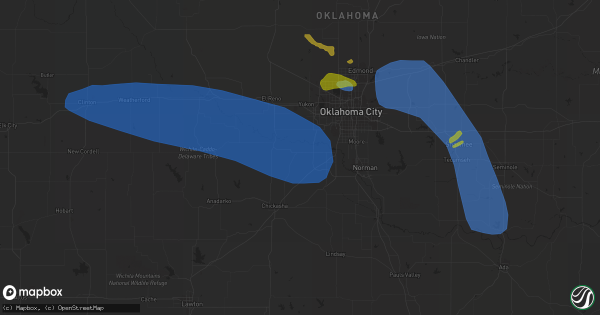 Hail map in Tuttle, OK on July 10, 2023