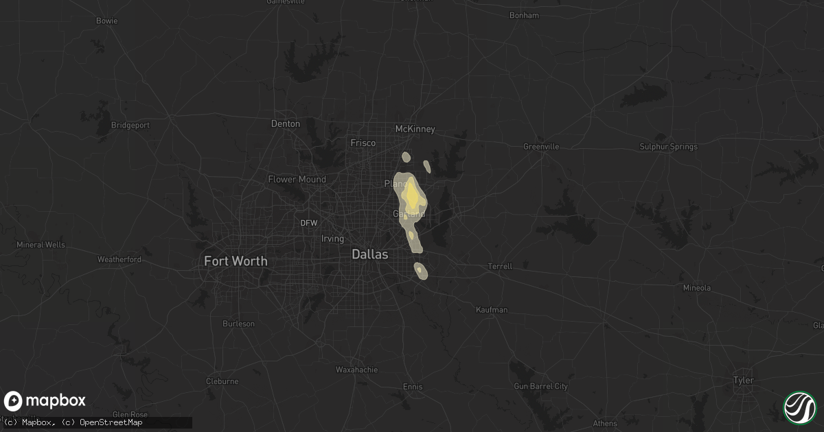 Hail map in Wylie, TX on July 10, 2023