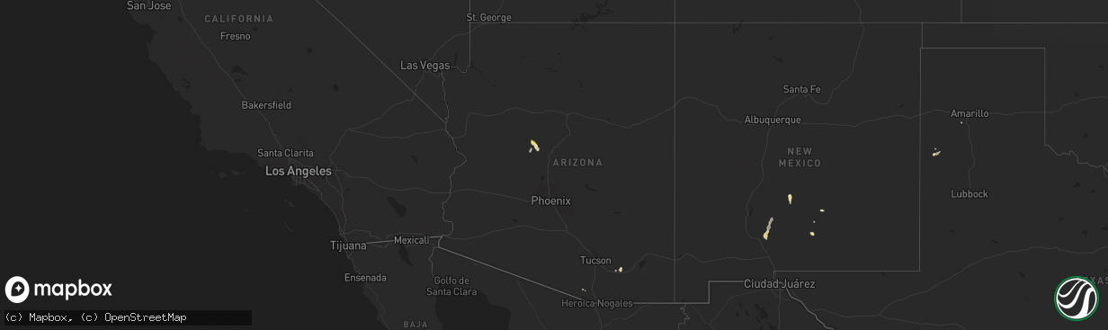 Hail map in Arizona on July 10, 2024