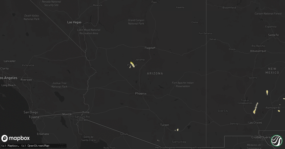 Hail map in Arizona on July 10, 2024