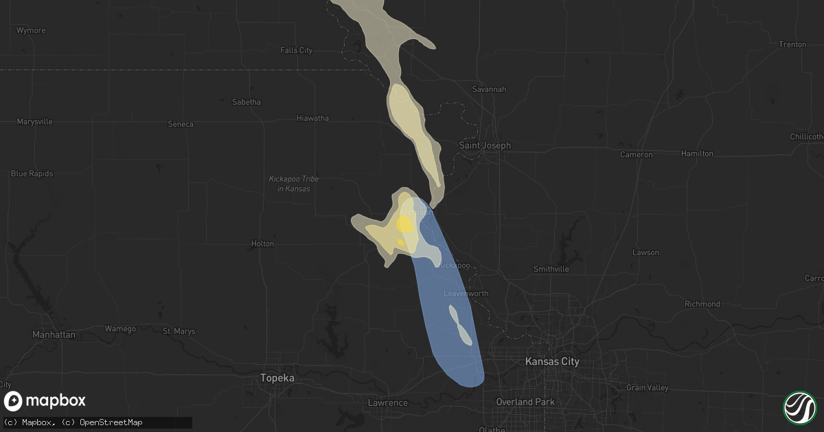 Hail map in Atchison, KS on July 10, 2024