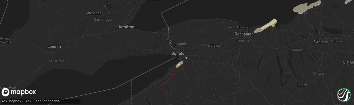 Hail map in Buffalo, NY on July 10, 2024