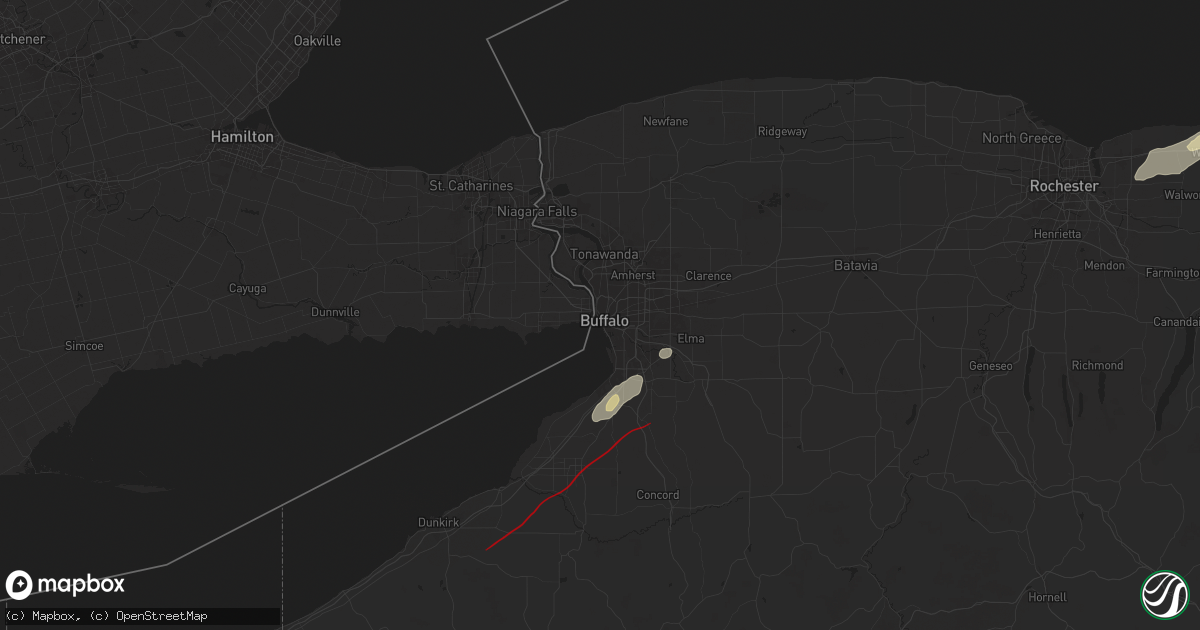 Hail map in Buffalo, NY on July 10, 2024