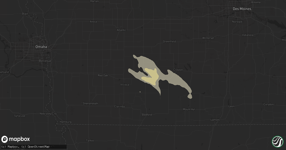 Hail map in Corning, IA on July 10, 2024