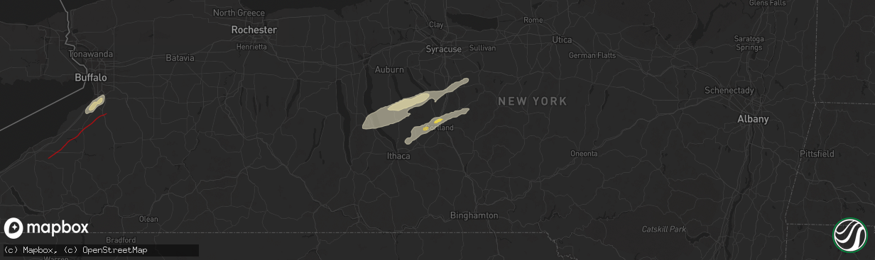 Hail map in Cortland, NY on July 10, 2024