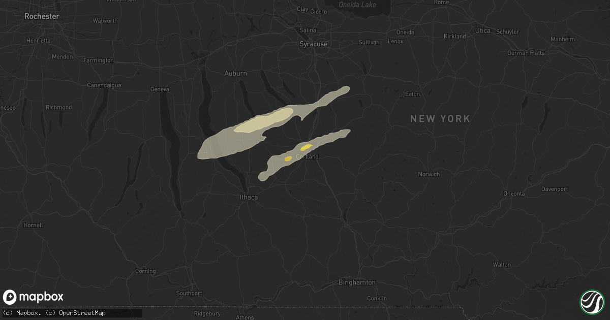 Hail map in Cortland, NY on July 10, 2024