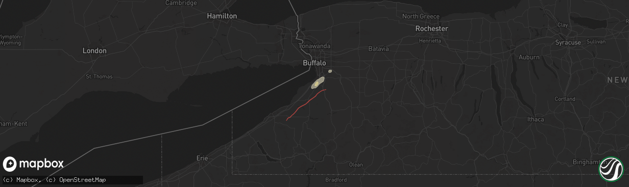 Hail map in Eden, NY on July 10, 2024