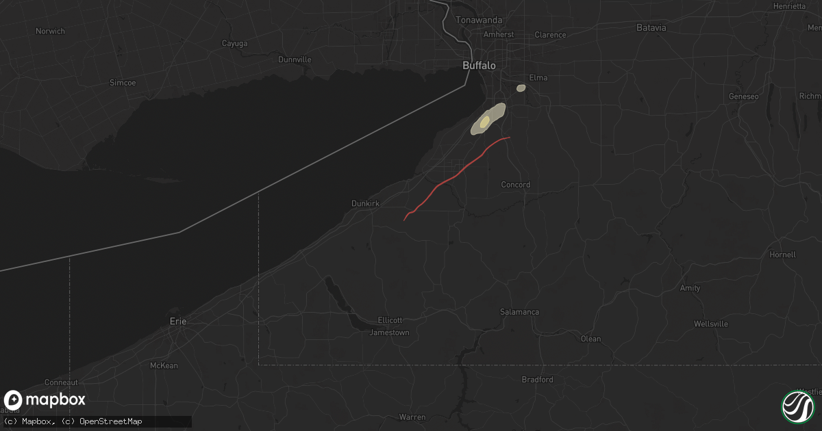 Hail map in Forestville, NY on July 10, 2024