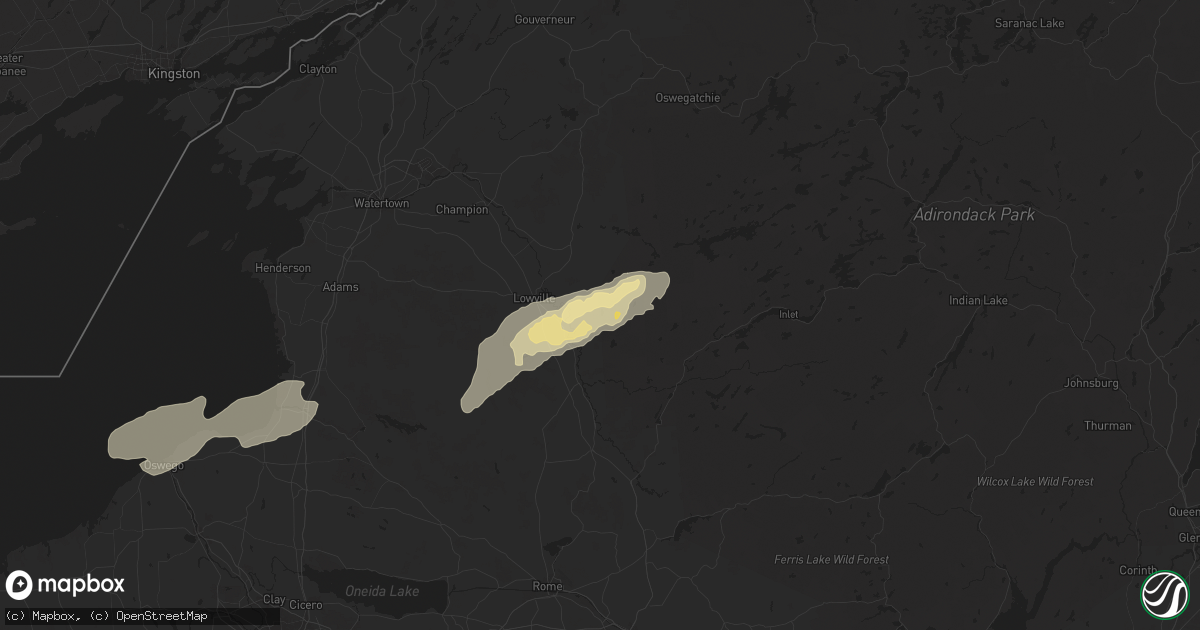 Hail map in Glenfield, NY on July 10, 2024