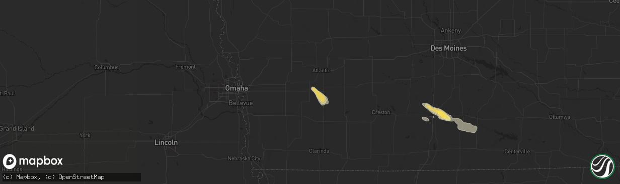 Hail map in Griswold, IA on July 10, 2024