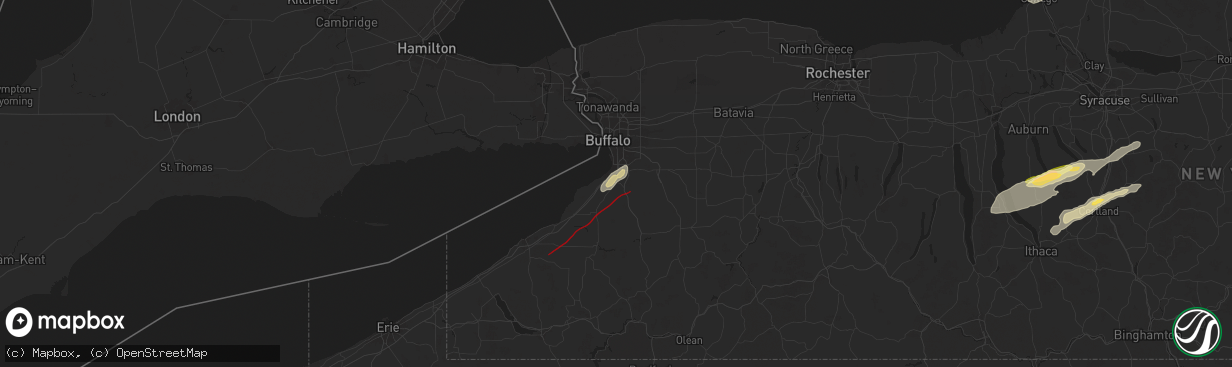 Hail map in Hamburg, NY on July 10, 2024