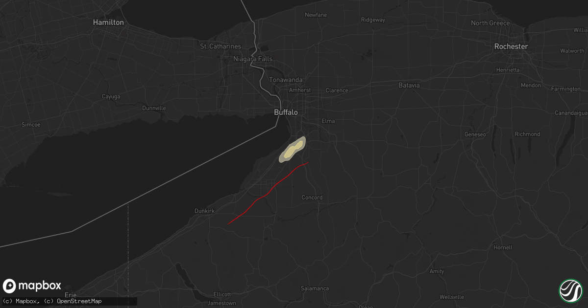 Hail map in Hamburg, NY on July 10, 2024