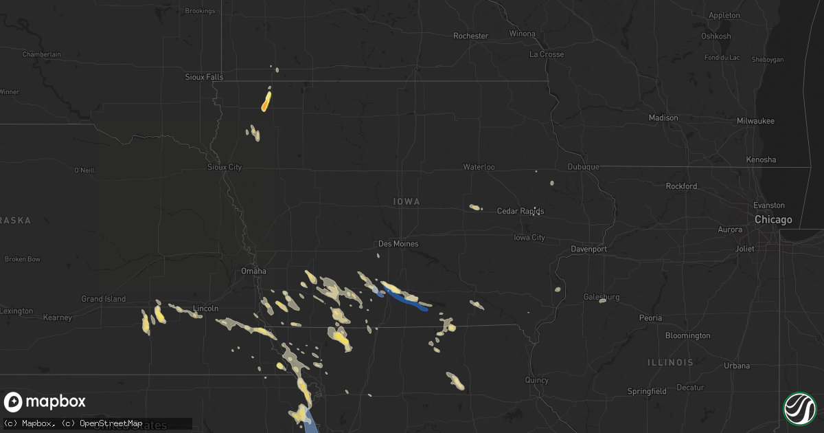 Hail map in Iowa on July 10, 2024