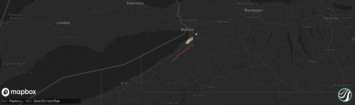 Hail map in Irving, NY on July 10, 2024