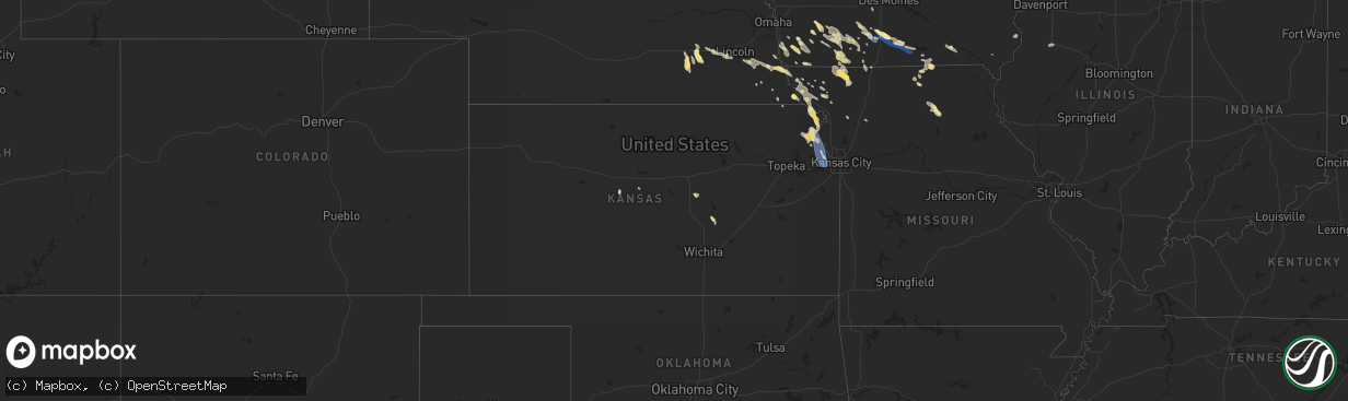 Hail map in Kansas on July 10, 2024