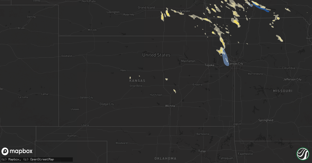 Hail map in Kansas on July 10, 2024