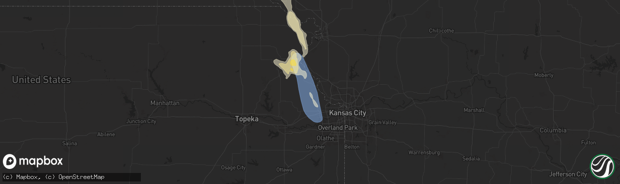 Hail map in Leavenworth, KS on July 10, 2024