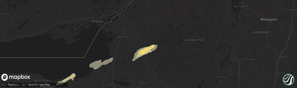 Hail map in Lowville, NY on July 10, 2024