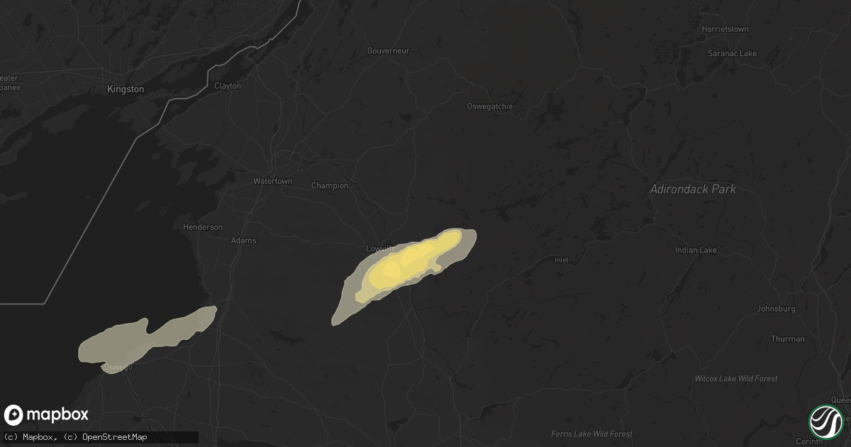 Hail map in Lowville, NY on July 10, 2024