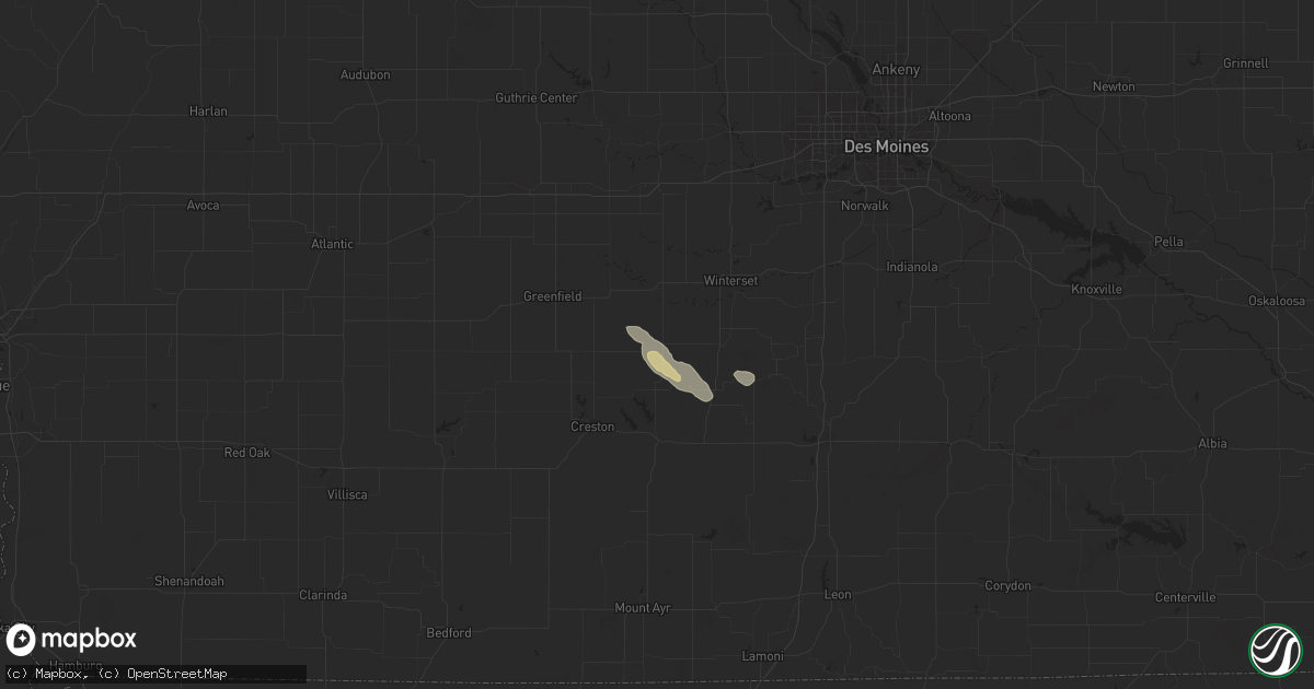 Hail map in Macksburg, IA on July 10, 2024