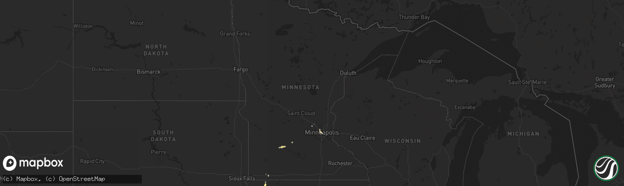 Hail map in Minnesota on July 10, 2024