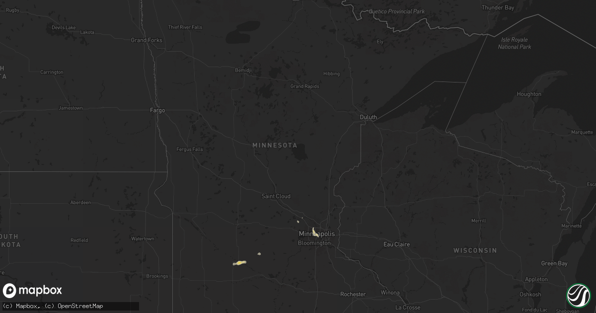 Hail map in Minnesota on July 10, 2024