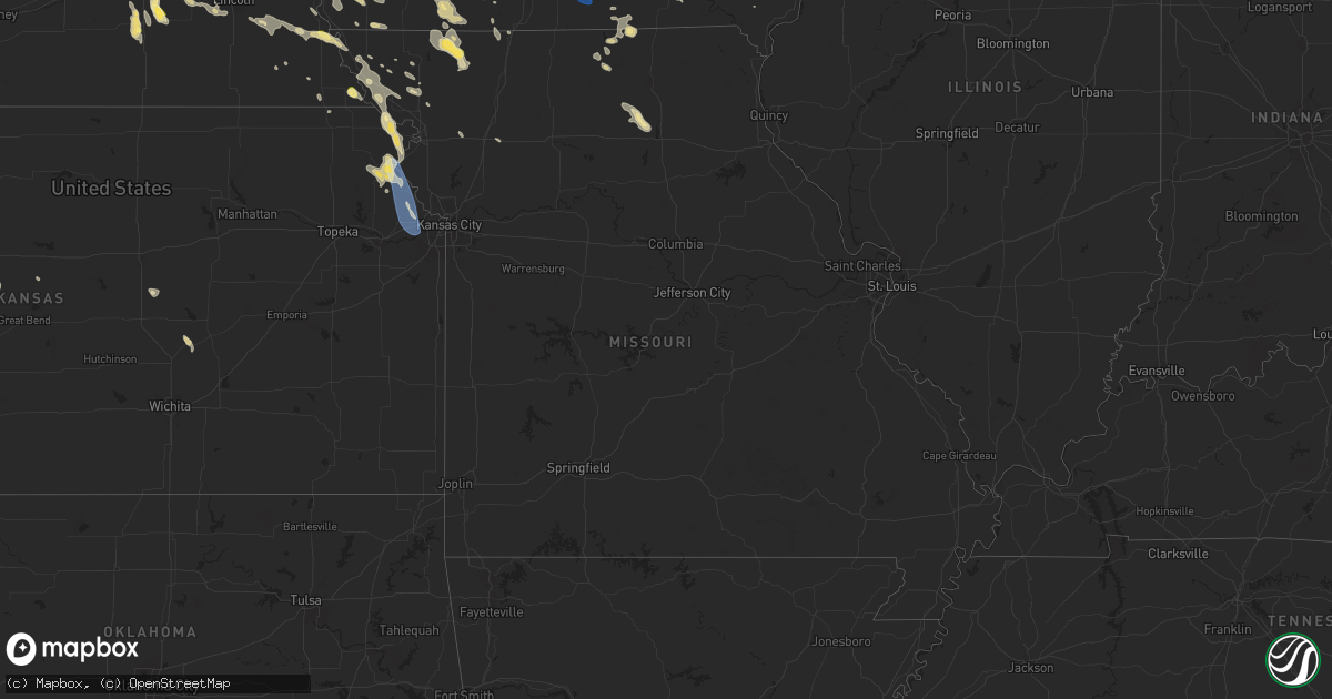 Hail map in Missouri on July 10, 2024