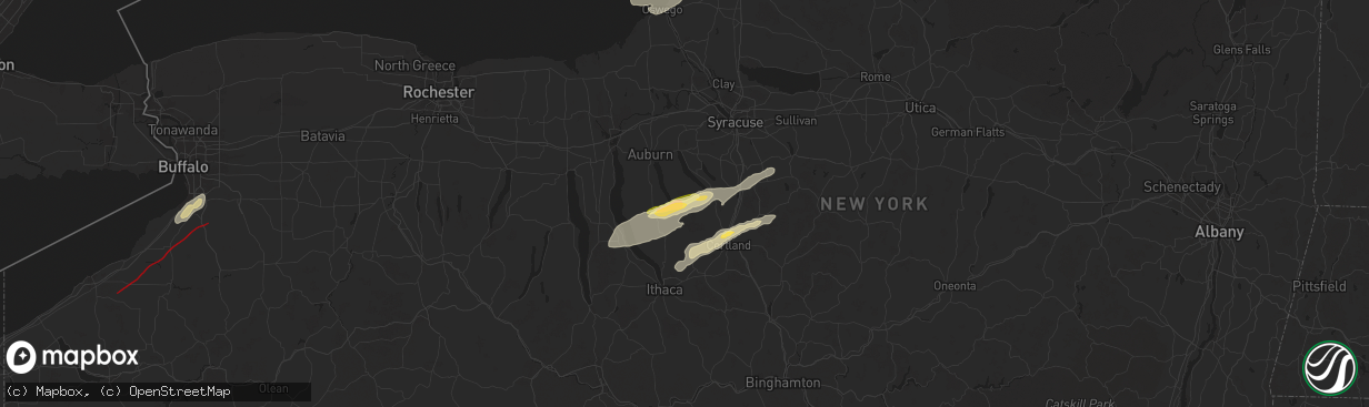 Hail map in Moravia, NY on July 10, 2024