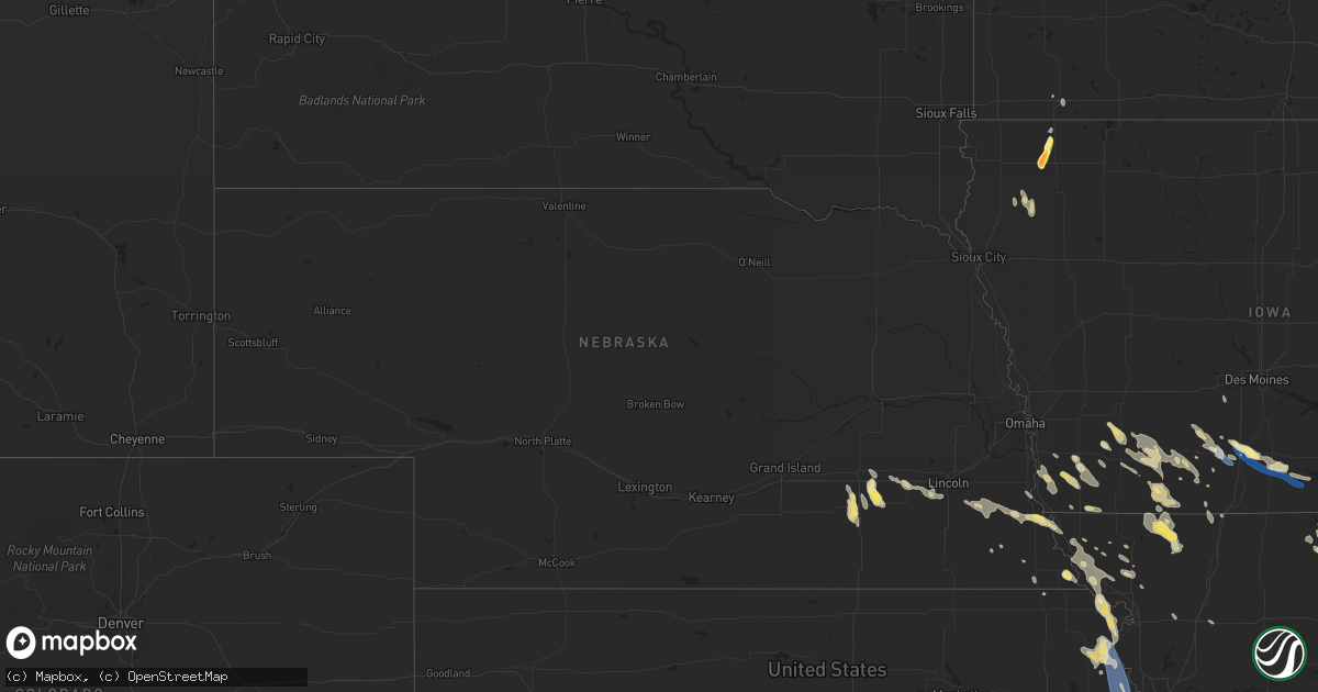 Hail map in Nebraska on July 10, 2024