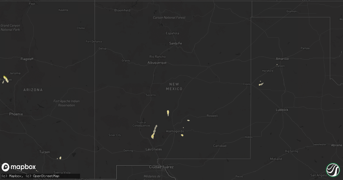 Hail map in New Mexico on July 10, 2024