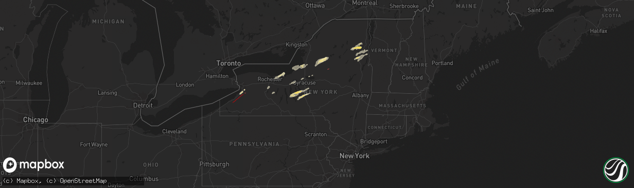 Hail map in New York on July 10, 2024