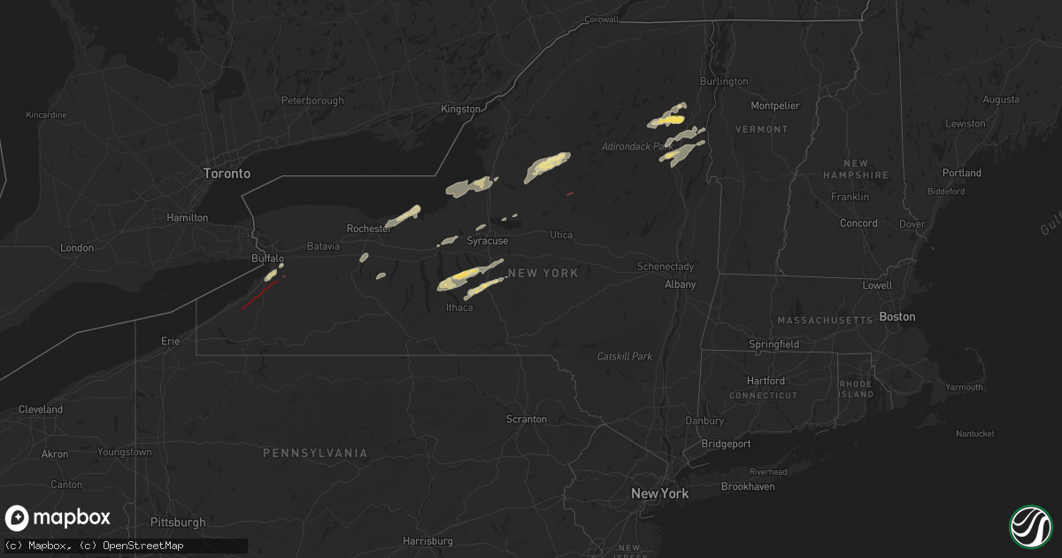 Hail map in New York on July 10, 2024
