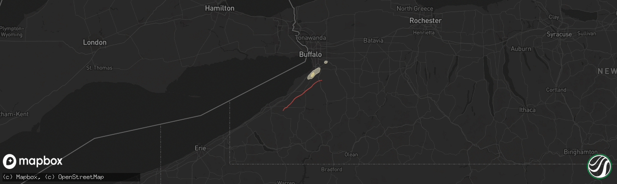 Hail map in North Collins, NY on July 10, 2024