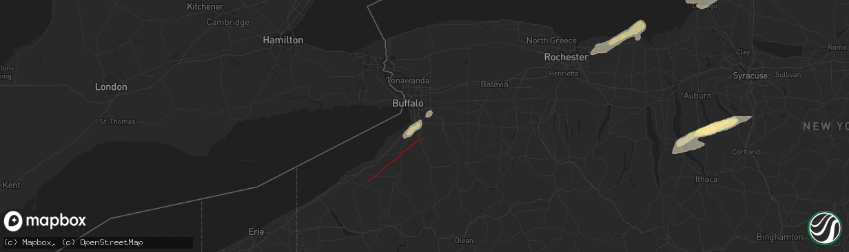 Hail map in Orchard Park, NY on July 10, 2024