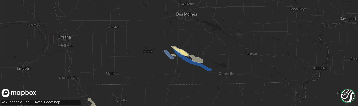 Hail map in Osceola, IA on July 10, 2024